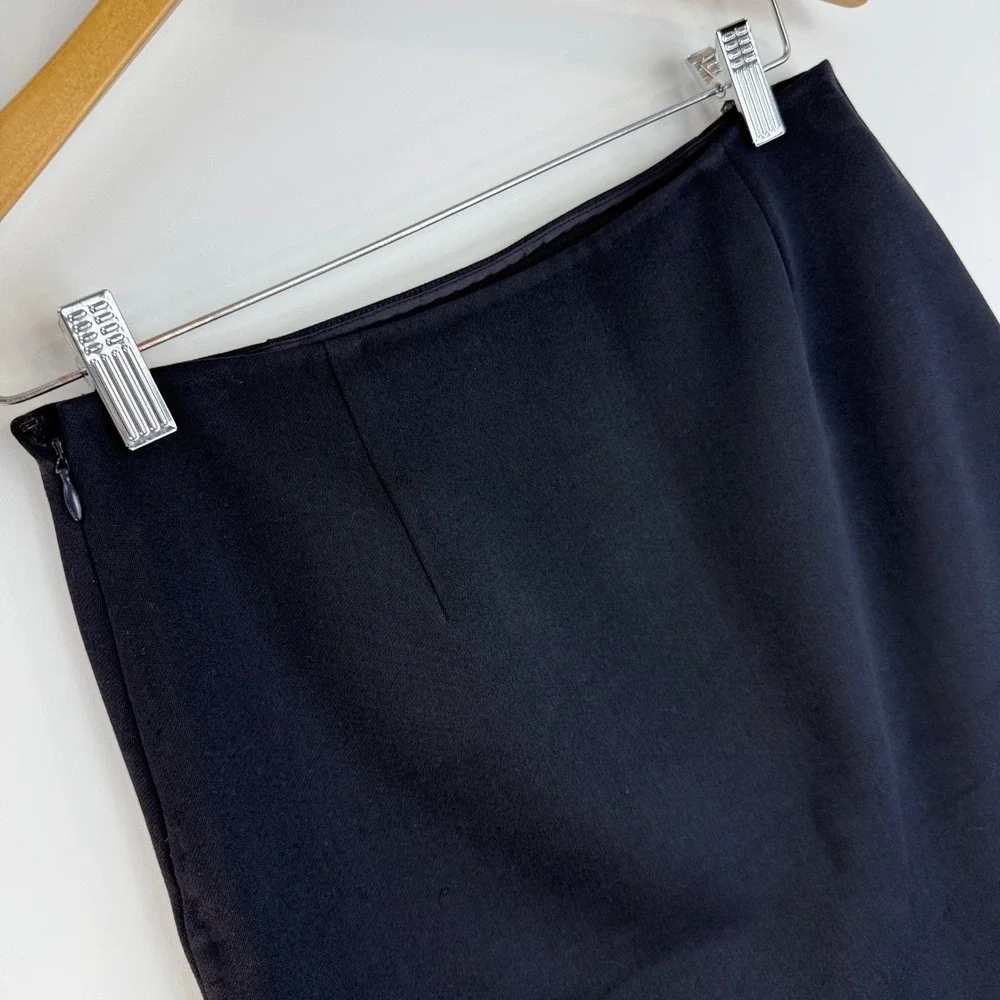 Prada Mini Skirt Womens IT 40 Black Cotton Wool Silk Patch A-Line Italy - Picture 8 of 16